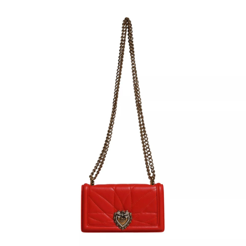 Dolce & Gabbana Red Quilted Devotion Crossbody Phone Case Bag