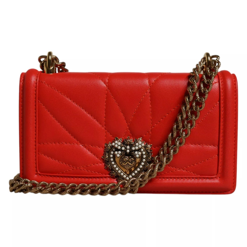 Dolce & Gabbana Red Quilted Devotion Crossbody Phone Case Bag