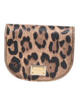 Dolce & Gabbana Petit Portefeuille en Cuir de Veau Imprimé Léopard Marron