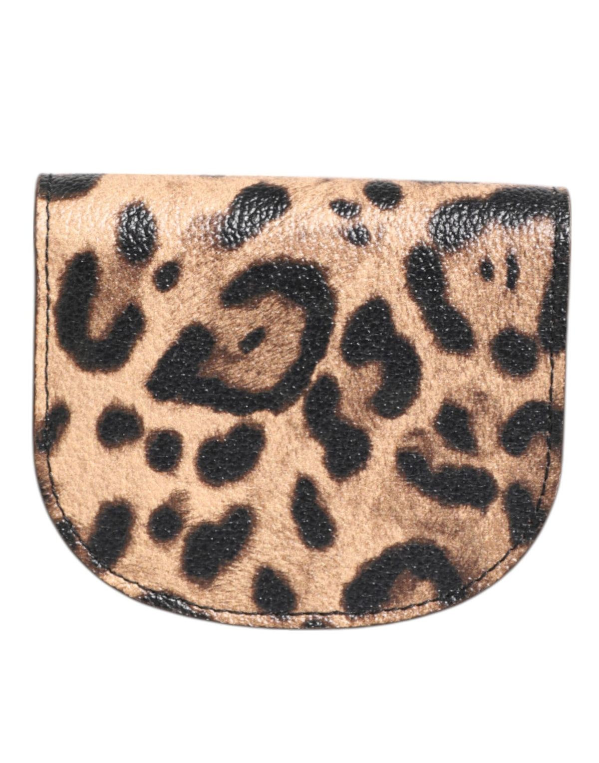 Dolce & Gabbana Petit Portefeuille en Cuir de Veau Imprimé Léopard Marron