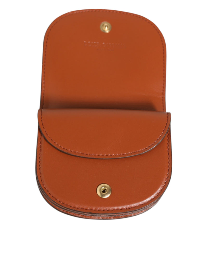 Dolce & Gabbana Petit Portefeuille en Cuir de Veau Imprimé Léopard Marron