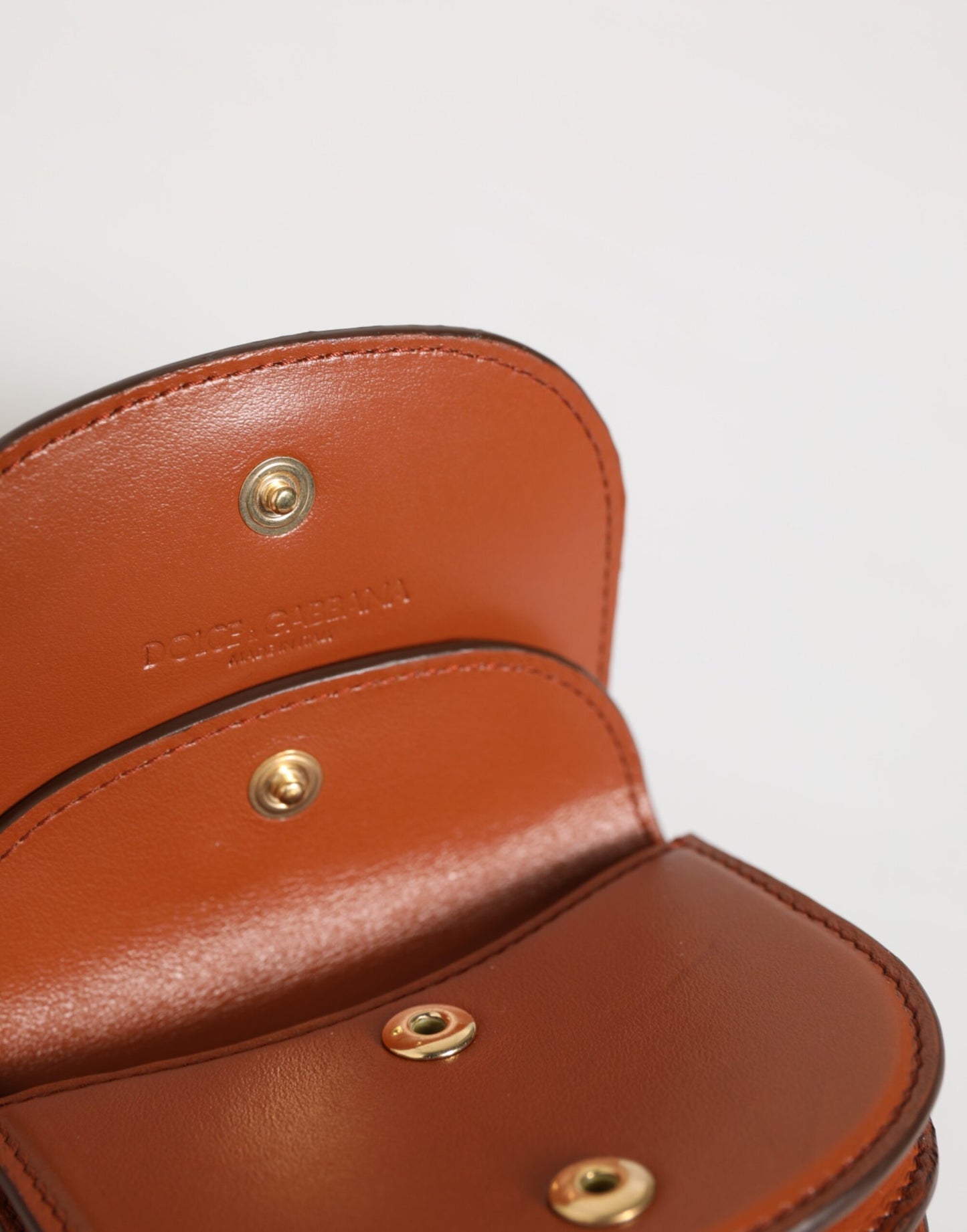 Portefeuille à monnaie Dolce &amp; Gabbana en cuir de veau marron à imprimé léopard