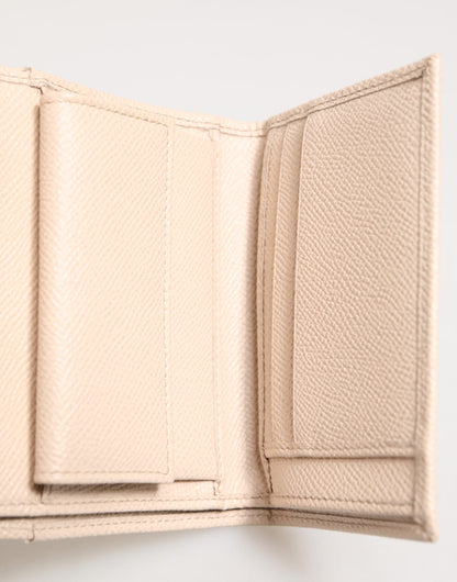 Portefeuille à rabat français en cuir de veau rose clair avec logo DG de Dolce &amp; Gabbana