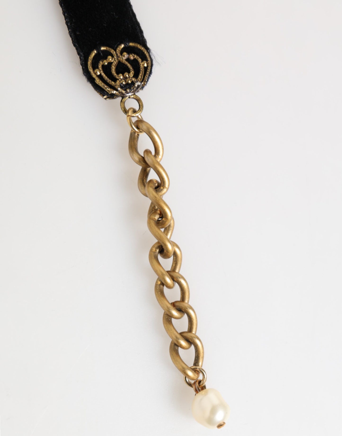 Collier ras-de-cou en velours bleu avec appliques florales et perles de cristal de Dolce &amp; Gabbana