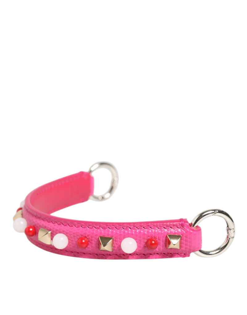 Dolce & Gabbana Pink Embellished Leather Shoulder Strap