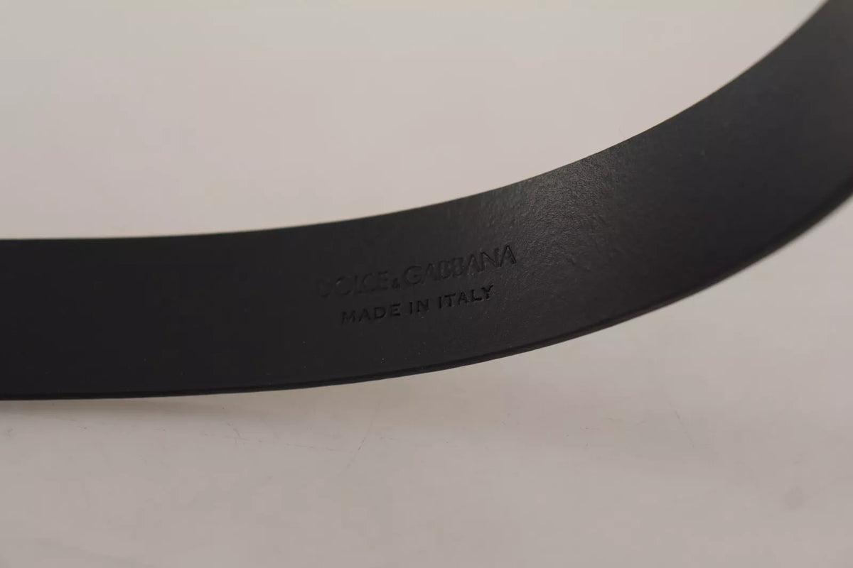 Ceinture Dolce &amp; Gabbana en cuir de veau argenté avec boucle en métal noir