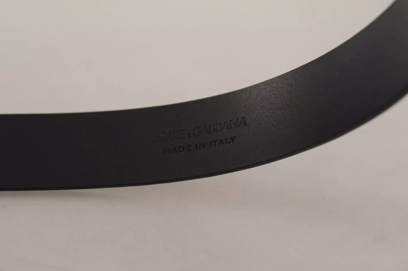 Dolce &amp; Gabbana kalfsleren riem met zilverkleurige zwarte metalen gesp