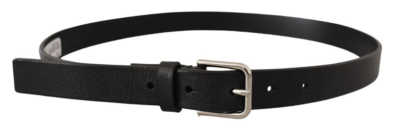 Dolce &amp; Gabbana kalfsleren riem met zilverkleurige zwarte metalen gesp