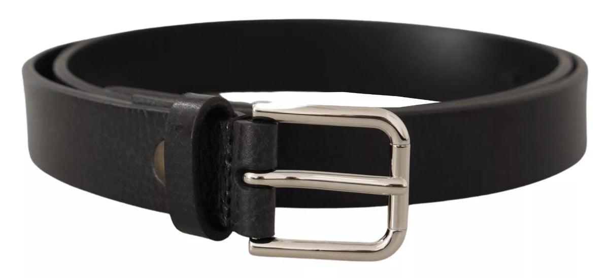 Ceinture Dolce &amp; Gabbana en cuir de veau argenté avec boucle en métal noir