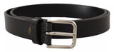 Ceinture Dolce &amp; Gabbana en cuir de veau argenté avec boucle en métal noir