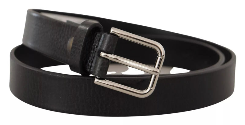 Dolce &amp; Gabbana kalfsleren riem met zilverkleurige zwarte metalen gesp