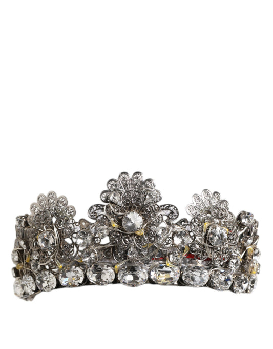 Dolce & Gabbana LED Crystal Embellished Silver Floral Filigree Crown Tiara