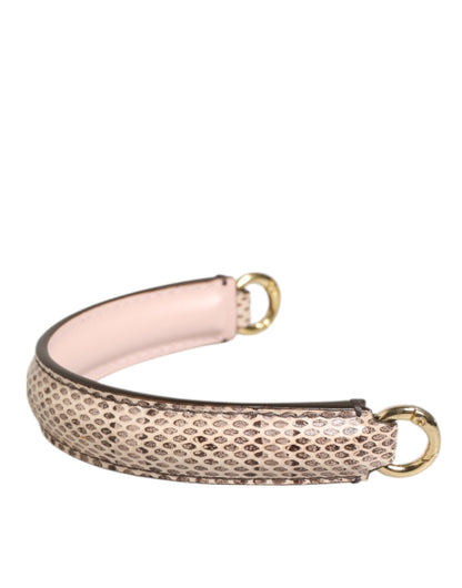 Dolce & Gabbana Beige Brown Snakeskin Leather Gold Ring Shoulder Strap