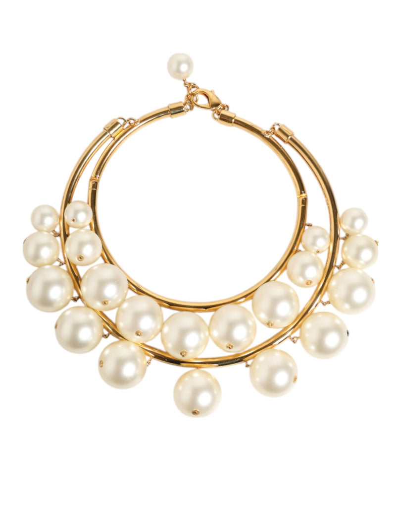 Collier Déclaration en Cristal et Perles Fausses en Laiton Doré Dolce & Gabbana