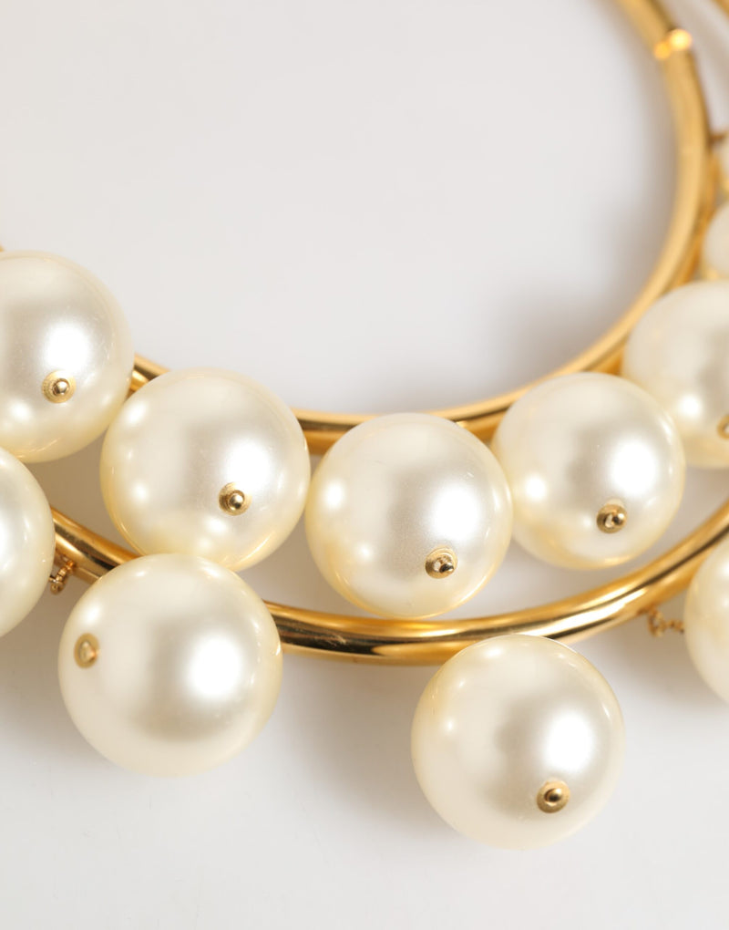 Collier Déclaration en Cristal et Perles Fausses en Laiton Doré Dolce & Gabbana