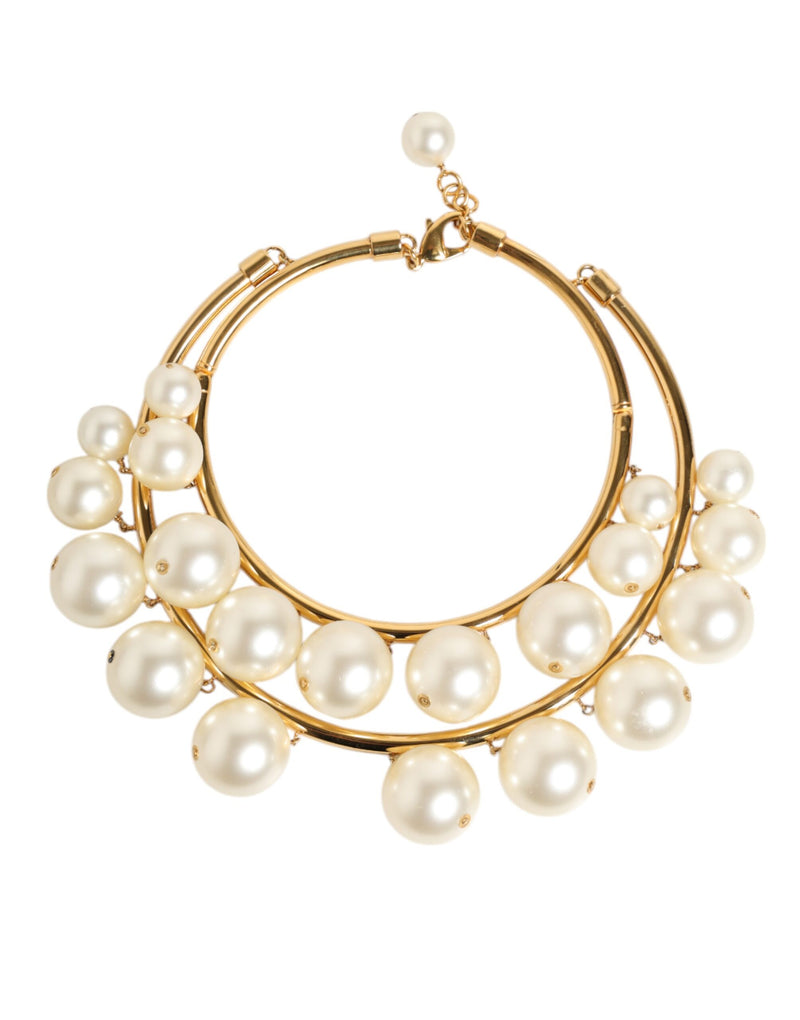 Collier Déclaration en Cristal et Perles Fausses en Laiton Doré Dolce & Gabbana