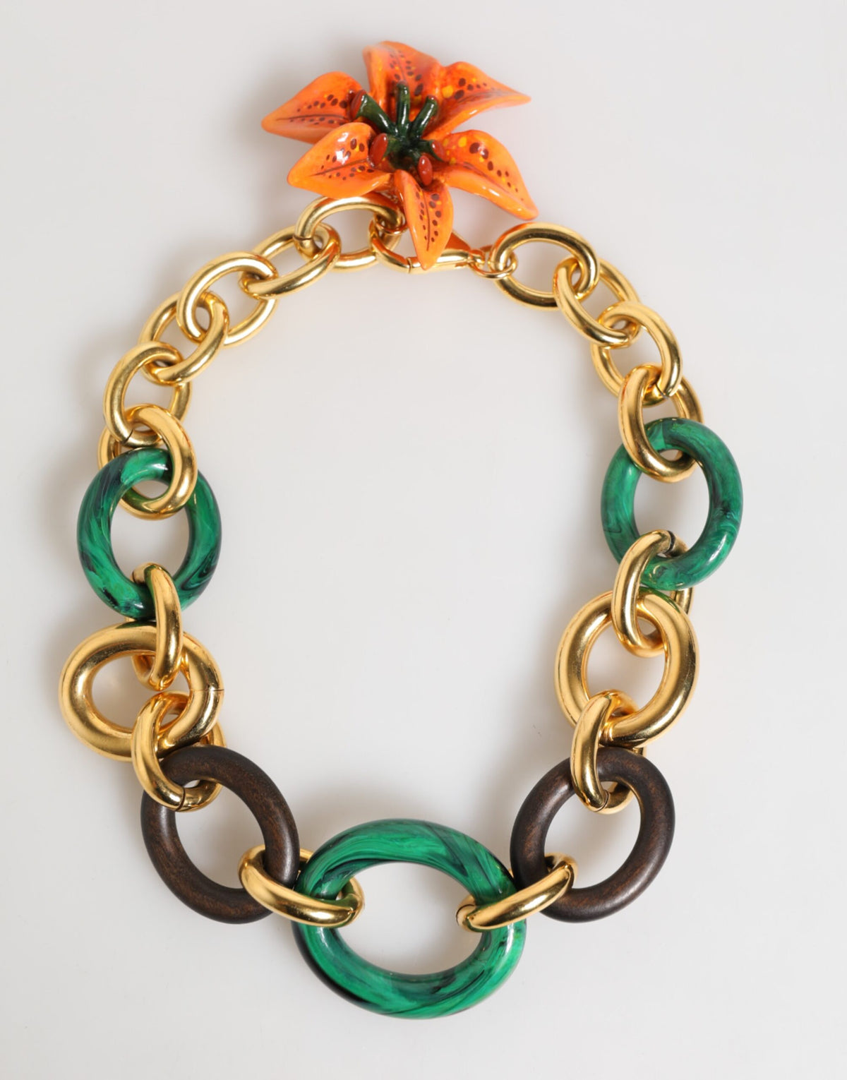 Collier Floral Chai Multicolore en Laiton Doré Tiger Lily de Dolce & Gabbana