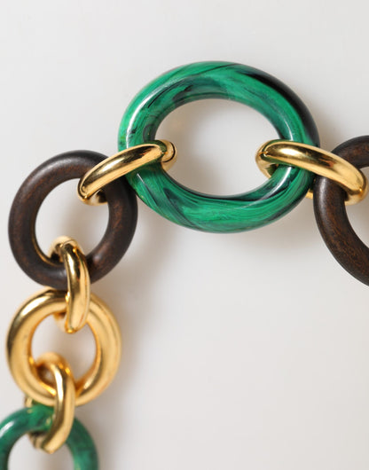 Dolce & Gabbana Multicolor Gold Brass Tiger Lily Floral Chai Necklace