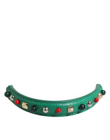 Dolce & Gabbana Green Embellished Leather Shoulder Strap