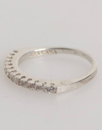 Nialaya Sterling Silver 925 Band Pave CZ Crystal Eternity Ring