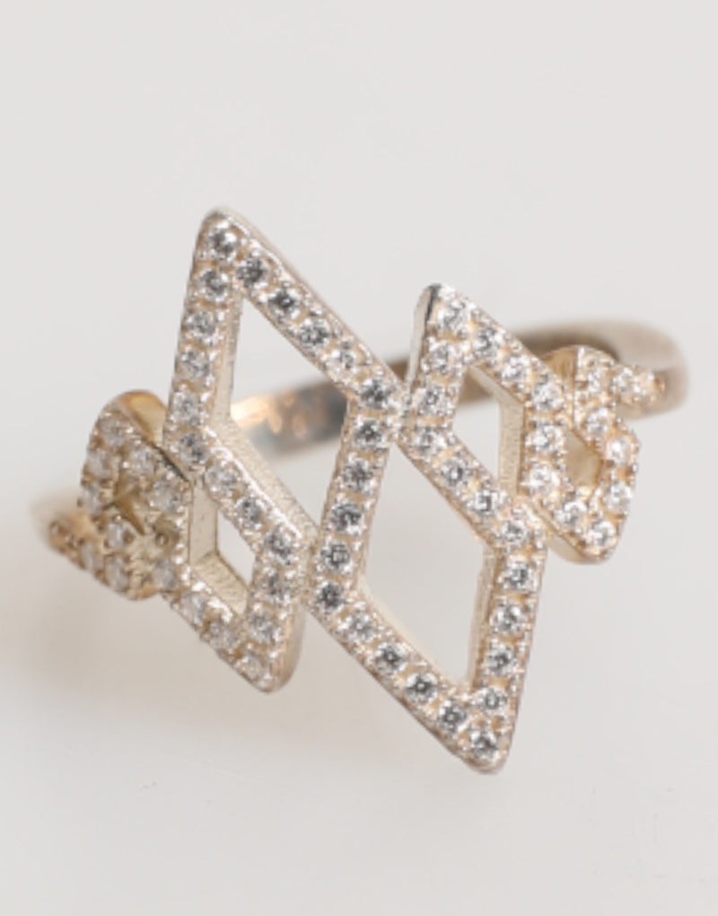 Bague en Cristal CZ Pave Nialaya - Design Géométrique