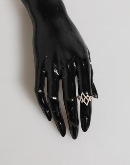 Nialaya Geometric Diamond Shape Pave CZ Crystal Jewelry Ring