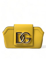 Dolce & Gabbana Yellow Smooth Leather DG Logo Clutch Crossbody Bag