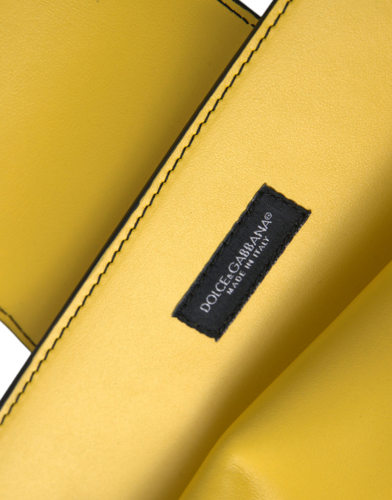 Dolce & Gabbana Sac Clutch Crossbody en Cuir Jaune DG Logo