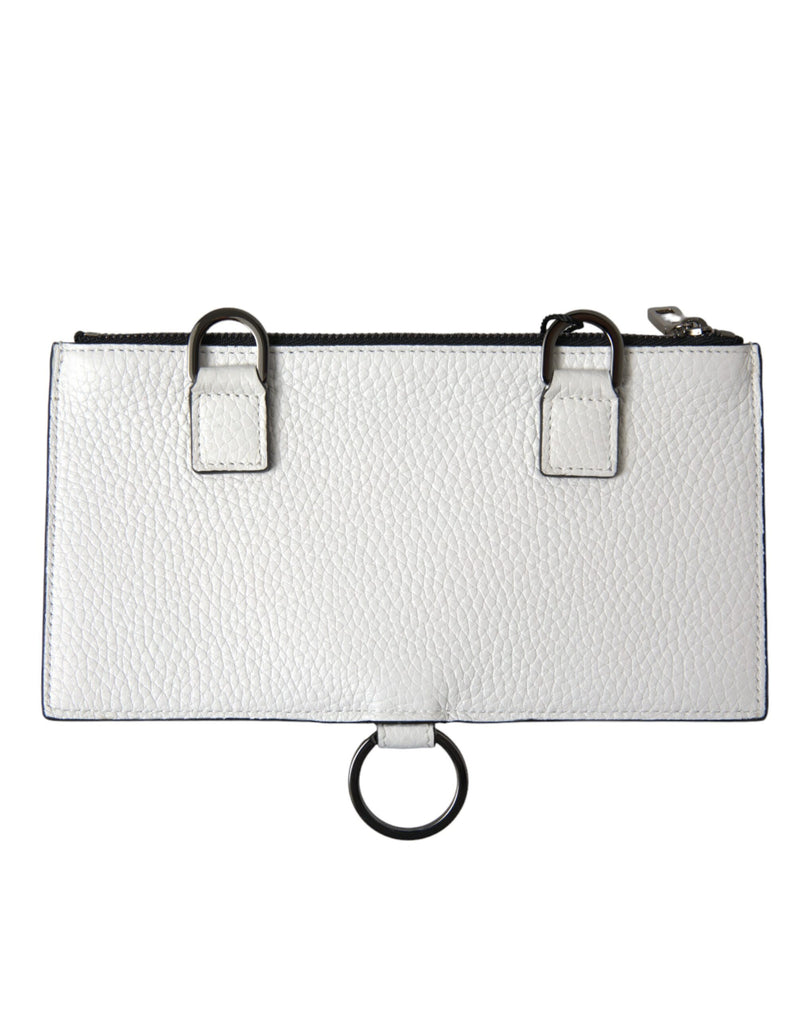 Dolce &amp; Gabbana Grote Crossbody Kaarthouder Portemonnee van Wit Kalfsleer