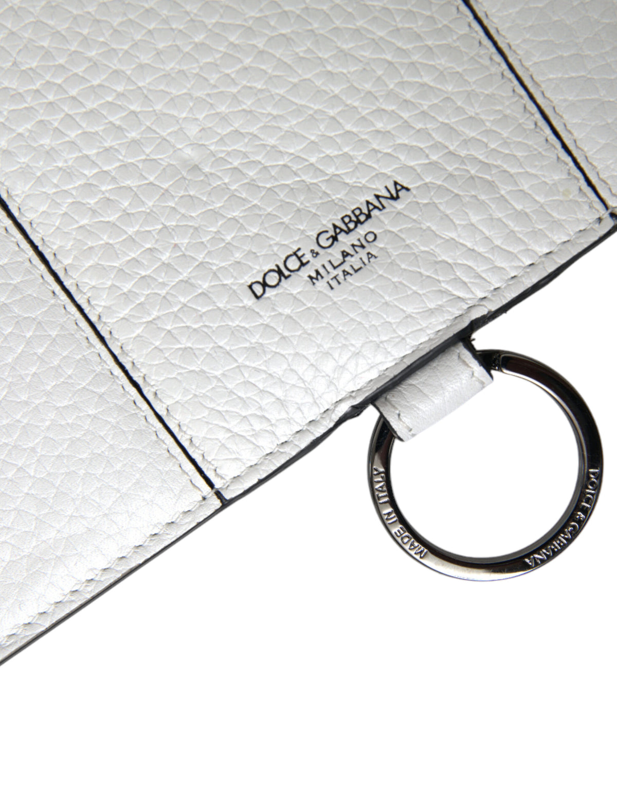 Grand portefeuille porte-cartes à bandoulière en cuir de veau blanc Dolce &amp; Gabbana
