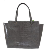 Kate Spade Elissa Bristol Drive Grey Croc Embossed Tote Handbag