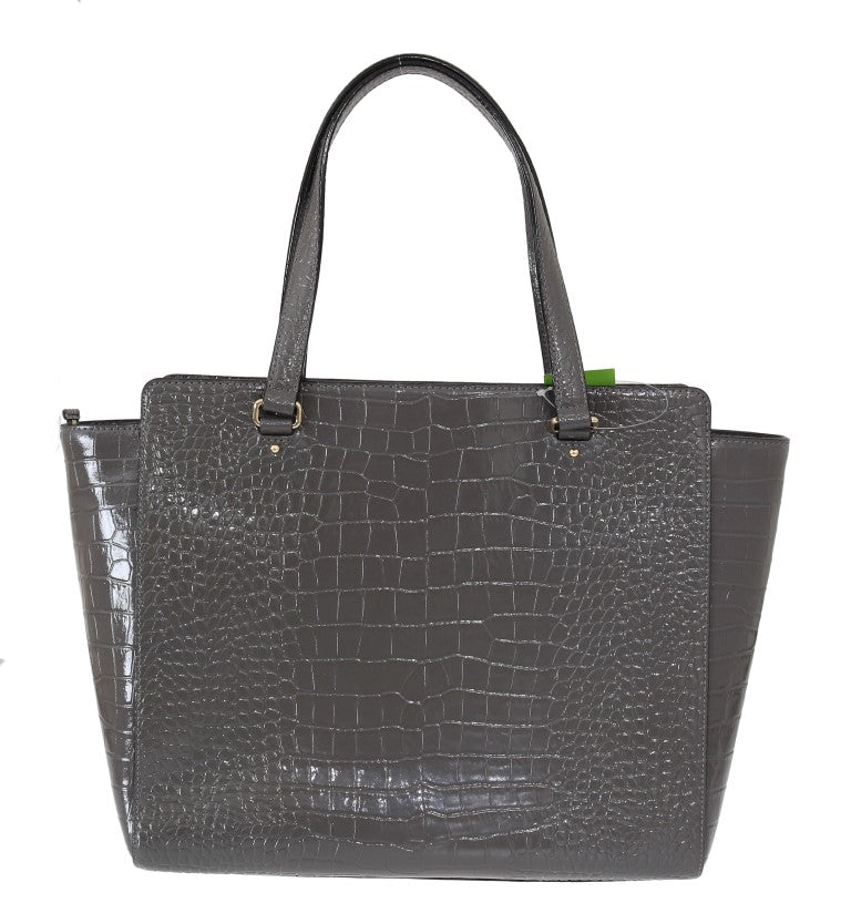 Kate Spade Elissa Bristol Drive Grey Croc Embossed Tote Handbag