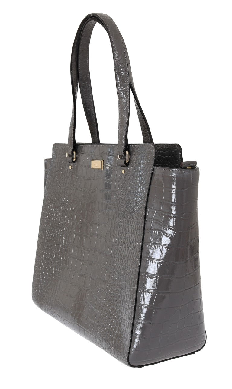Kate Spade Elissa Bristol Drive Grey Croc Embossed Tote Handbag