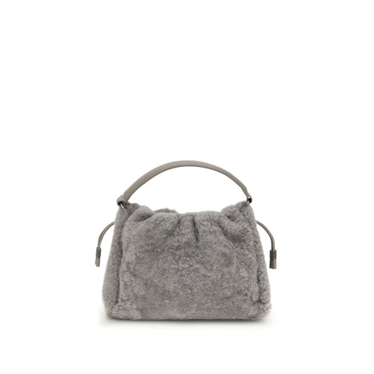 Brunello Cucinelli Petit sac à bandoulière en peau de mouton retournée Mellow