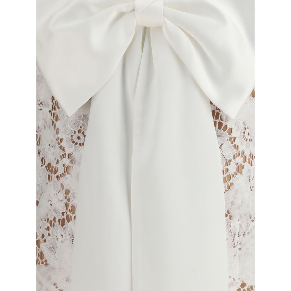 Robe courte en satin Self-Portrait avec nœud en dentelle