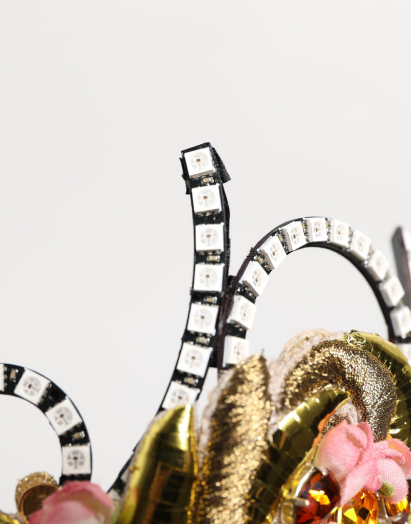 Dolce & Gabbana Gold Brass Crystal Embellished Headpiece Crown Tiara