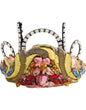 Diadème, couronne ou tiara Dolce &amp; Gabbana en laiton doré, ornements en cristal.