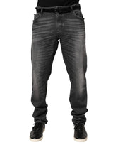 Jeans en jean droit à coupe slim, gris noir, de Dolce &amp; Gabbana.