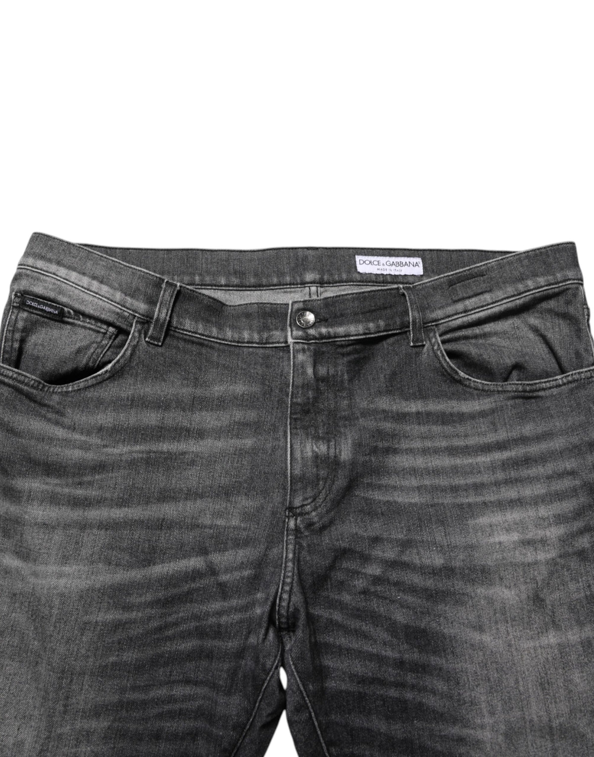 Jeans en jean droit à coupe slim, gris noir, de Dolce &amp; Gabbana.
