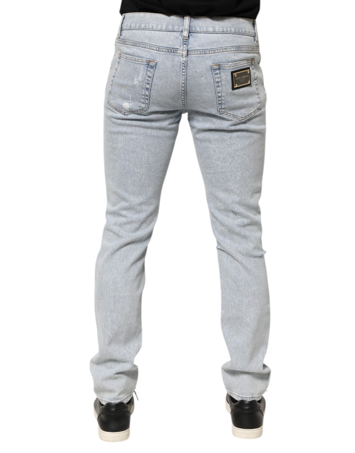 Jean Dolce &amp; Gabbana bleu clair délavé, coupe slim et déchiré