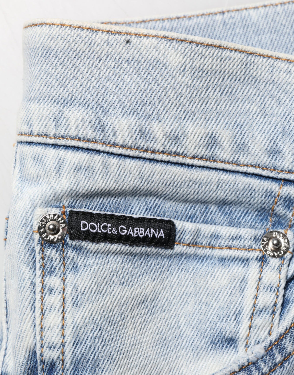 Jean Dolce &amp; Gabbana bleu clair délavé, coupe slim et déchiré