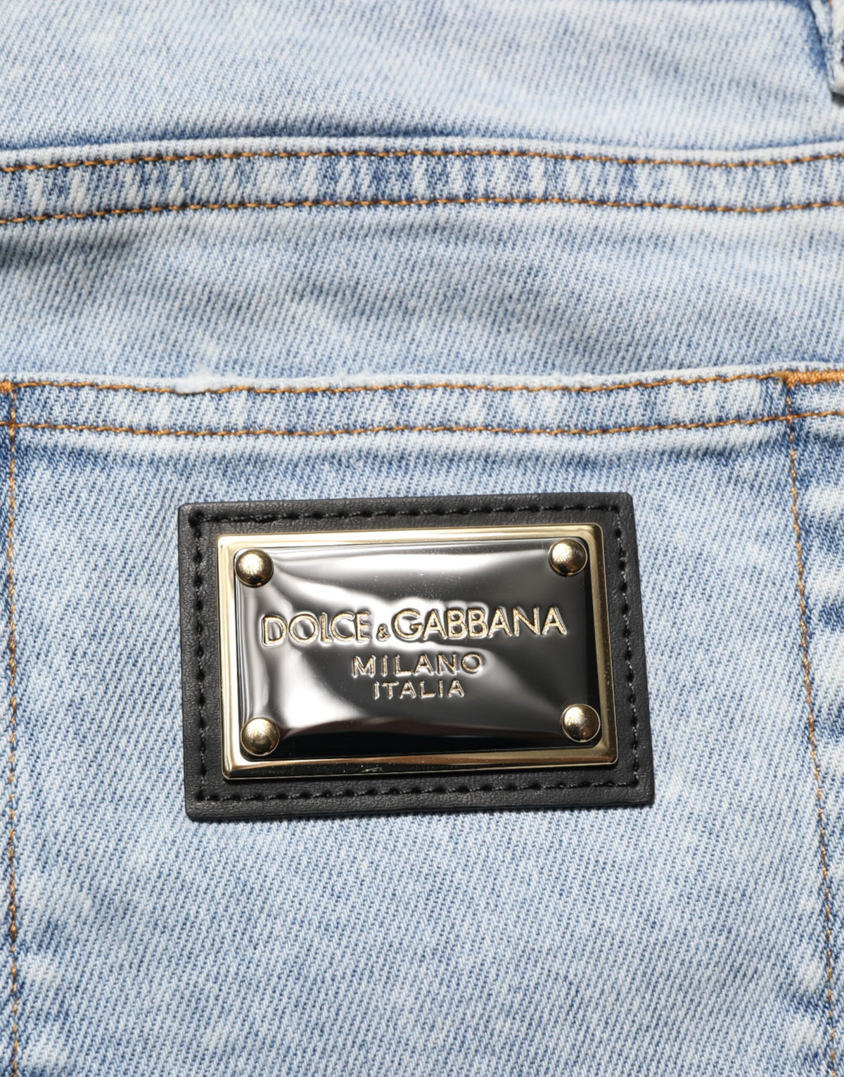 Jean Dolce &amp; Gabbana bleu clair délavé, coupe slim et déchiré
