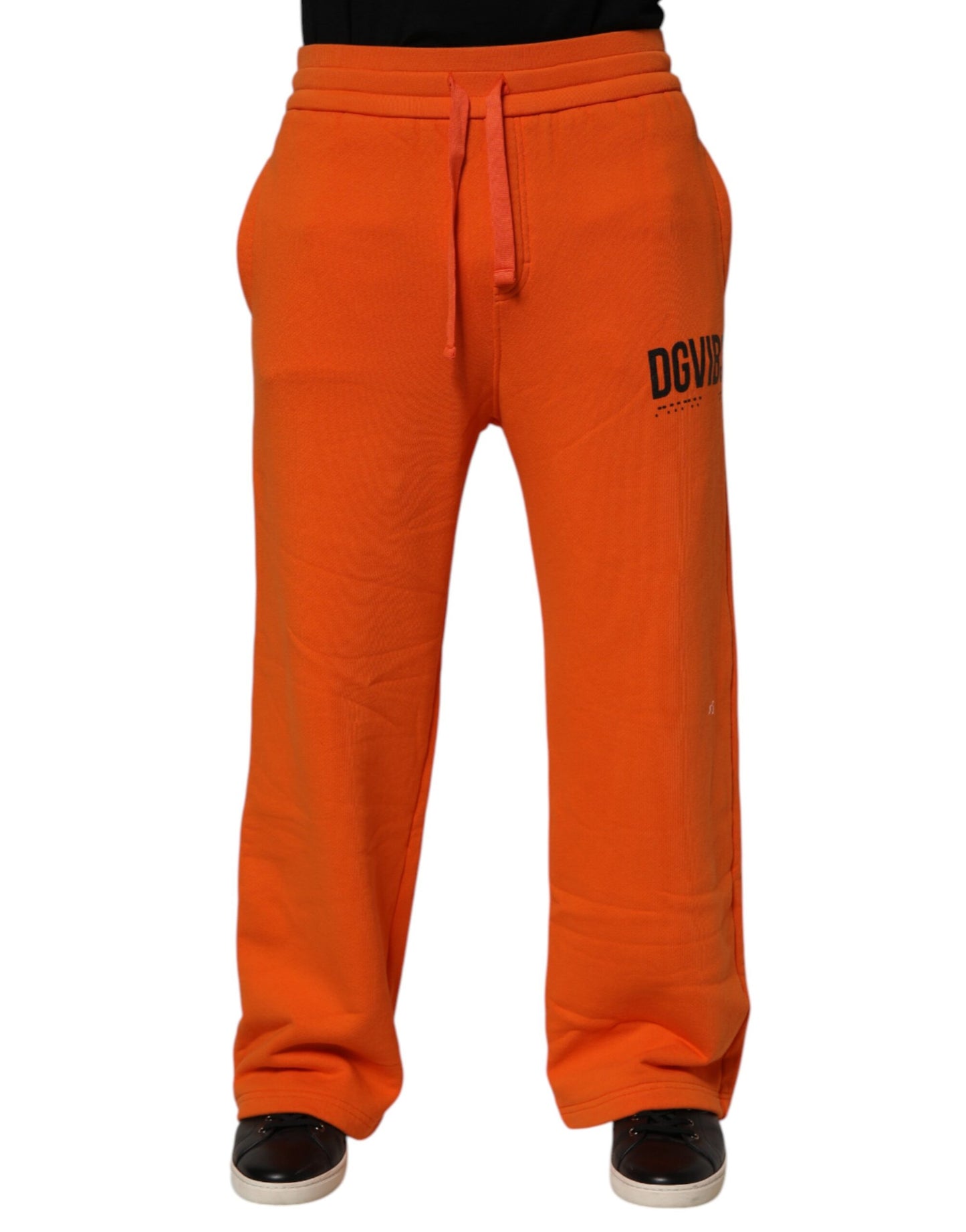 Pantalon de survêtement Dolce &amp; Gabbana orange en coton avec logo DG VIB3 et cordon de serrage