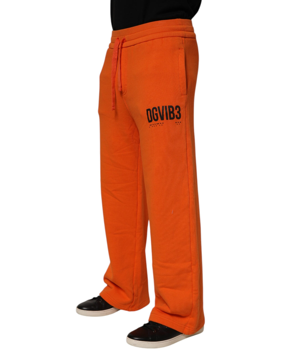 Pantalon de survêtement Dolce &amp; Gabbana orange en coton avec logo DG VIB3 et cordon de serrage
