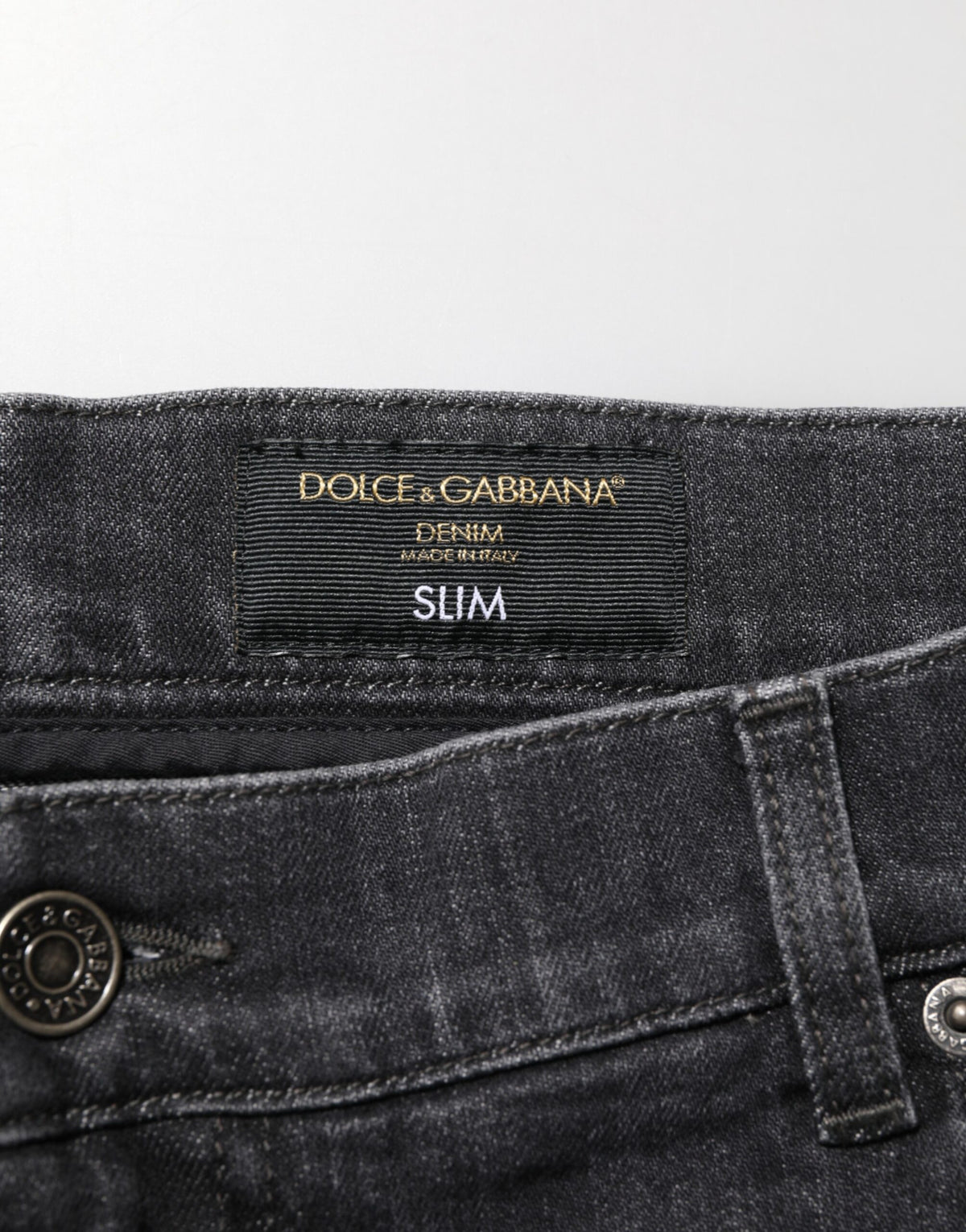 Jean Dolce &amp; Gabbana noir en coton, coupe slim, déchiré et orné du logo