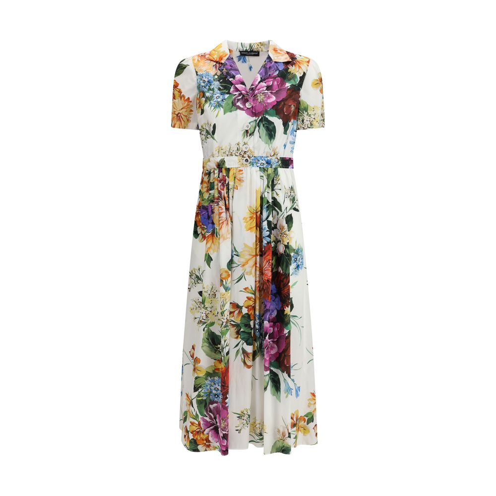 Chemise-robe à imprimé bouquet de fleurs Dolce &amp; Gabbana