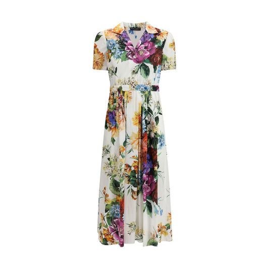 Chemise-robe à imprimé bouquet de fleurs Dolce &amp; Gabbana