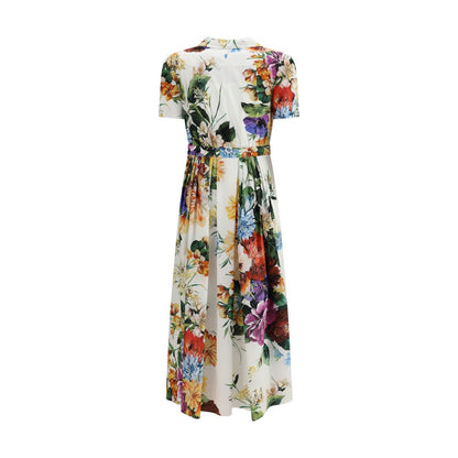 Chemise-robe à imprimé bouquet de fleurs Dolce &amp; Gabbana