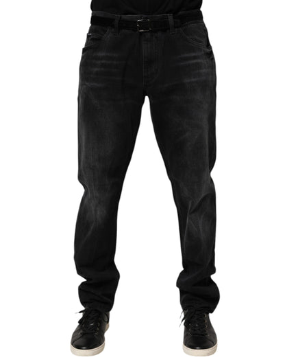 Jean skinny en coton noir délavé Dolce &amp; Gabbana pour homme