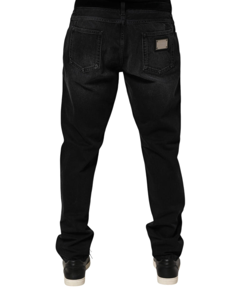 Dolce &amp; Gabbana Zwarte Gewassen Katoenen Skinny Heren Denim Jeans